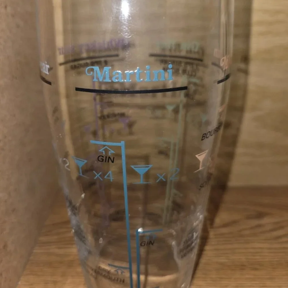 Vtg Cocktail Mixing Glass Shaker Arcoroc France Clear w/ Recipe Martini Fin fizz